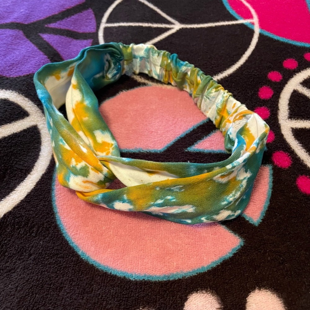 Blue and Orange Tie-Dye Headband